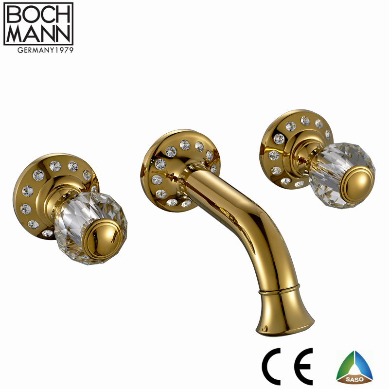 Luxury High Quality Full Brass Dual Wheel Crystal Handle Shower Tap