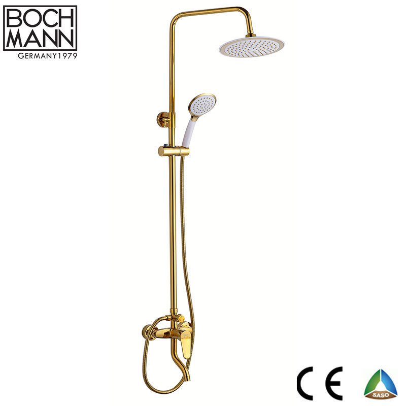 Middle East Type Golden Rose Golden Brass Body Bathroom Rain Shower Set Water Taps