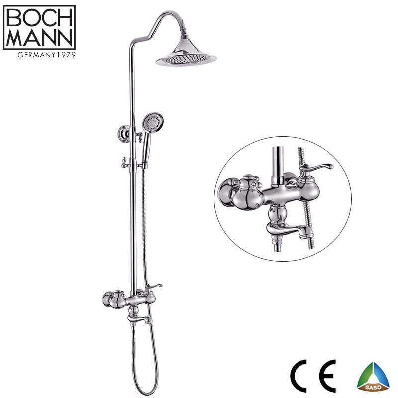 Traditional Brass Body Chrome/Golden Color with Ceramic Bath Rain Shower Set Faucet