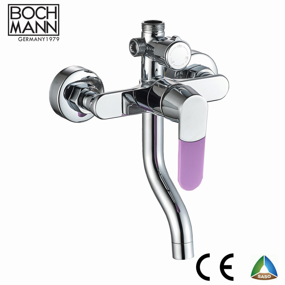 Competitive Ultra Thin Brass Body Rain Shower Set Water Faucet with Colorful Handle