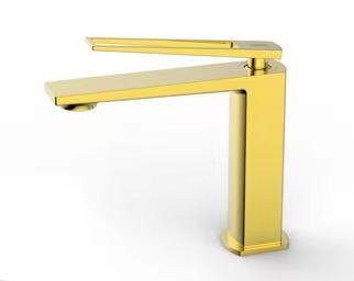 Middle East Golden Color Healthy Brass Body Single Lever Square High Basin Mixer