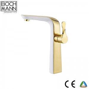 golen and white color brass high basin water  Faucet