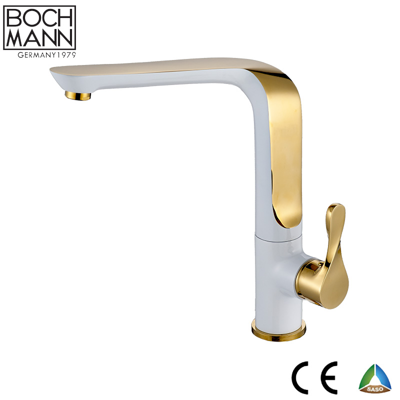 golen and white color brass kitchen sink water  Faucet