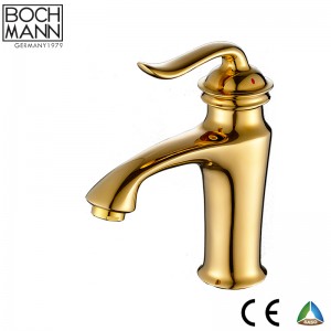 golden color brass sanitary ware basin  mixer