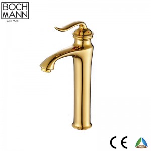 golden color brass sanitary ware bathroom basin water mixer