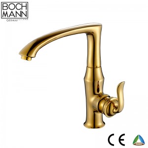 golden color brass kitchen sink  mixer