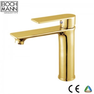 Golden and White Color Brass Material Long Top Counter Bathroom Water Mixer