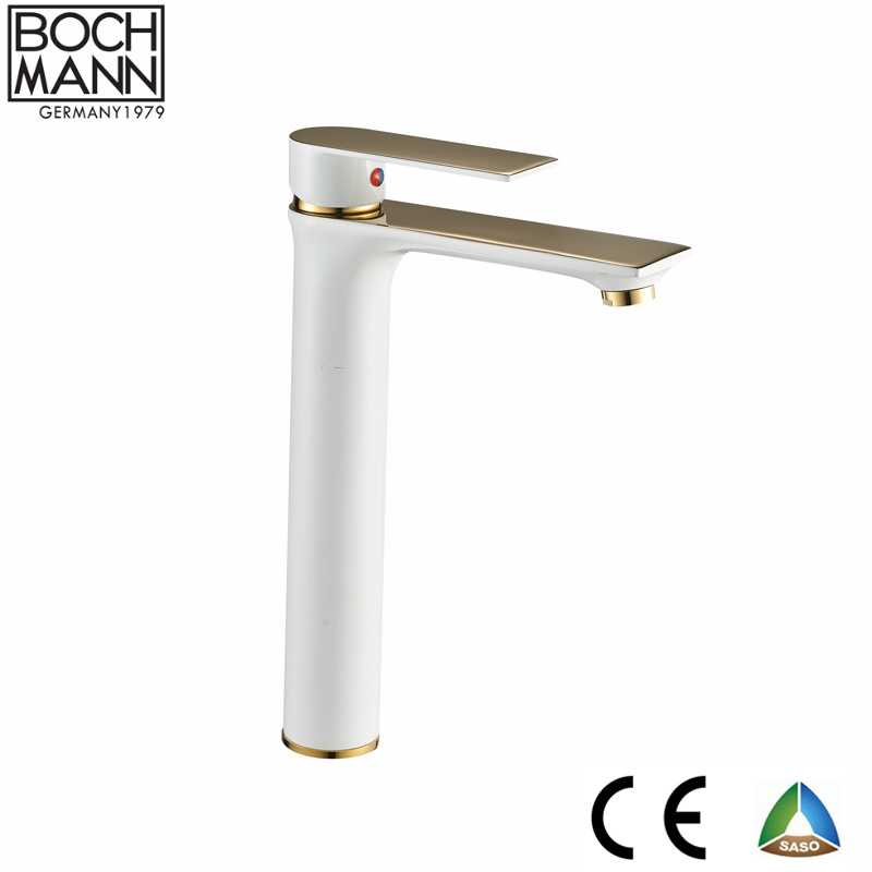 Brass Gold and White Color Contemporary Bathroom Water Shower Faucet