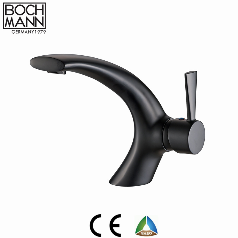 Classical C Shape Brass Wash Basin Water Faucet in Chrome / Matt Black Color