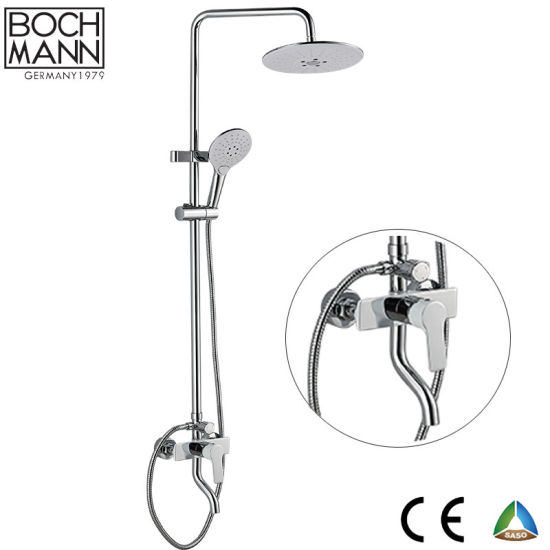 Square Chrome and White Body Shower Faucet with Shower Head
