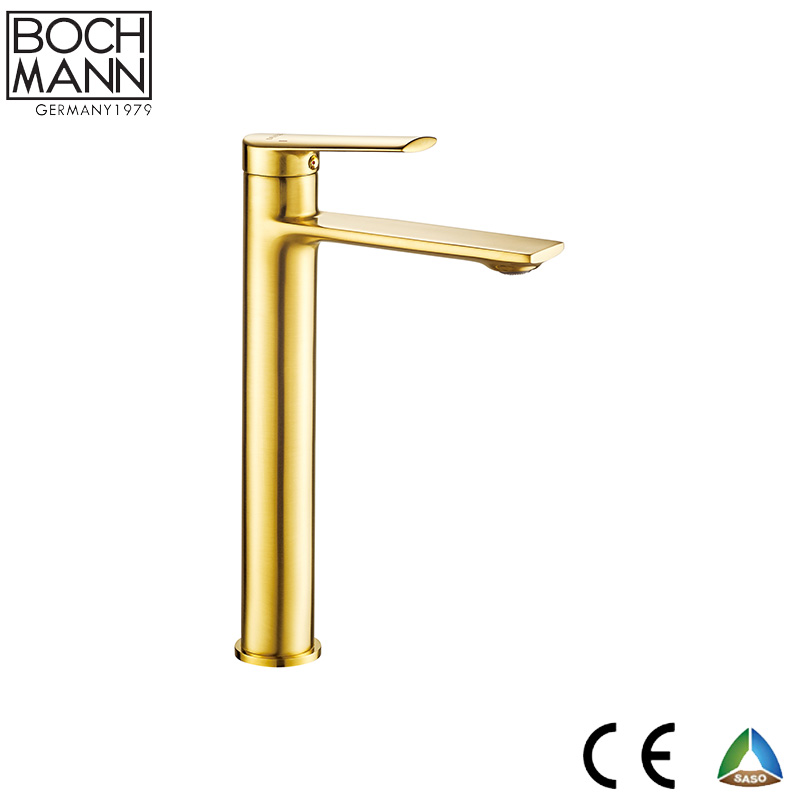 brushed golden color  patent brass body high basin water mixer Featured Image