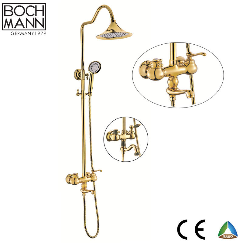 Luxury Design Brass Body Chrome/Golden Color with Crystal Diamond Bath Rain Shower Set Faucet