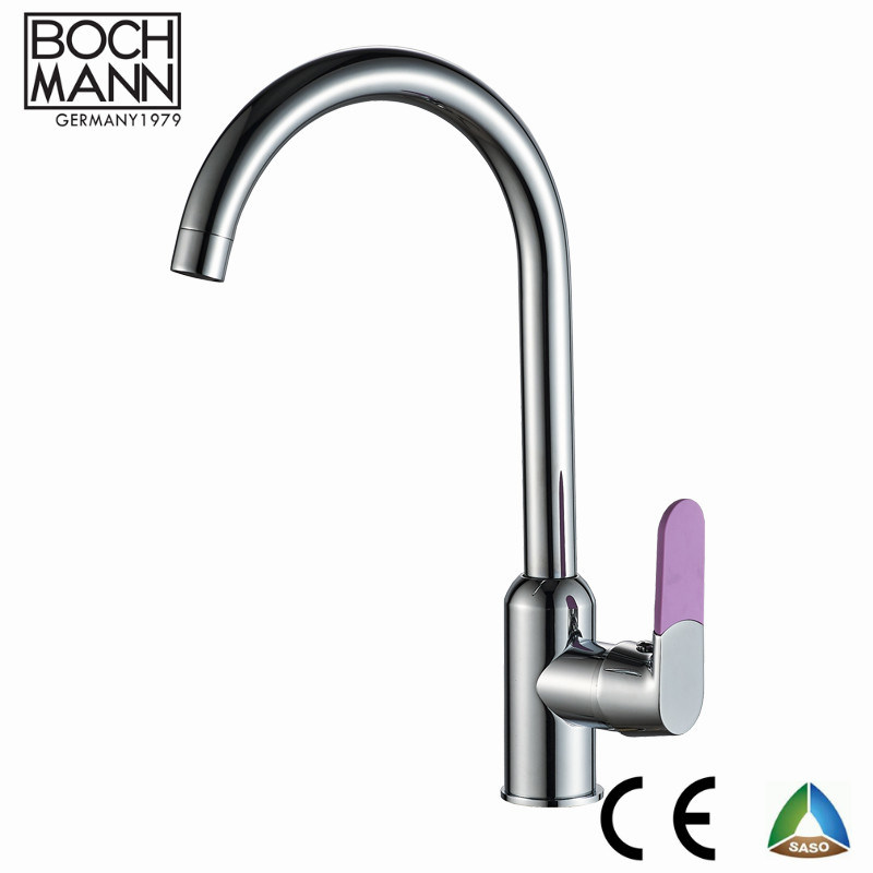 Europe Brass U Shape Basin Bath Kitchen Sink Faucet with Colorful Handle