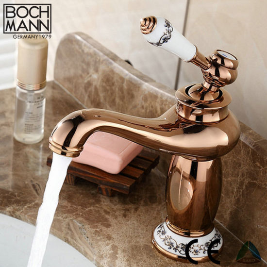 Classical Hot Selling Saso Saber Rose Gold Brass Basin Water Faucet
