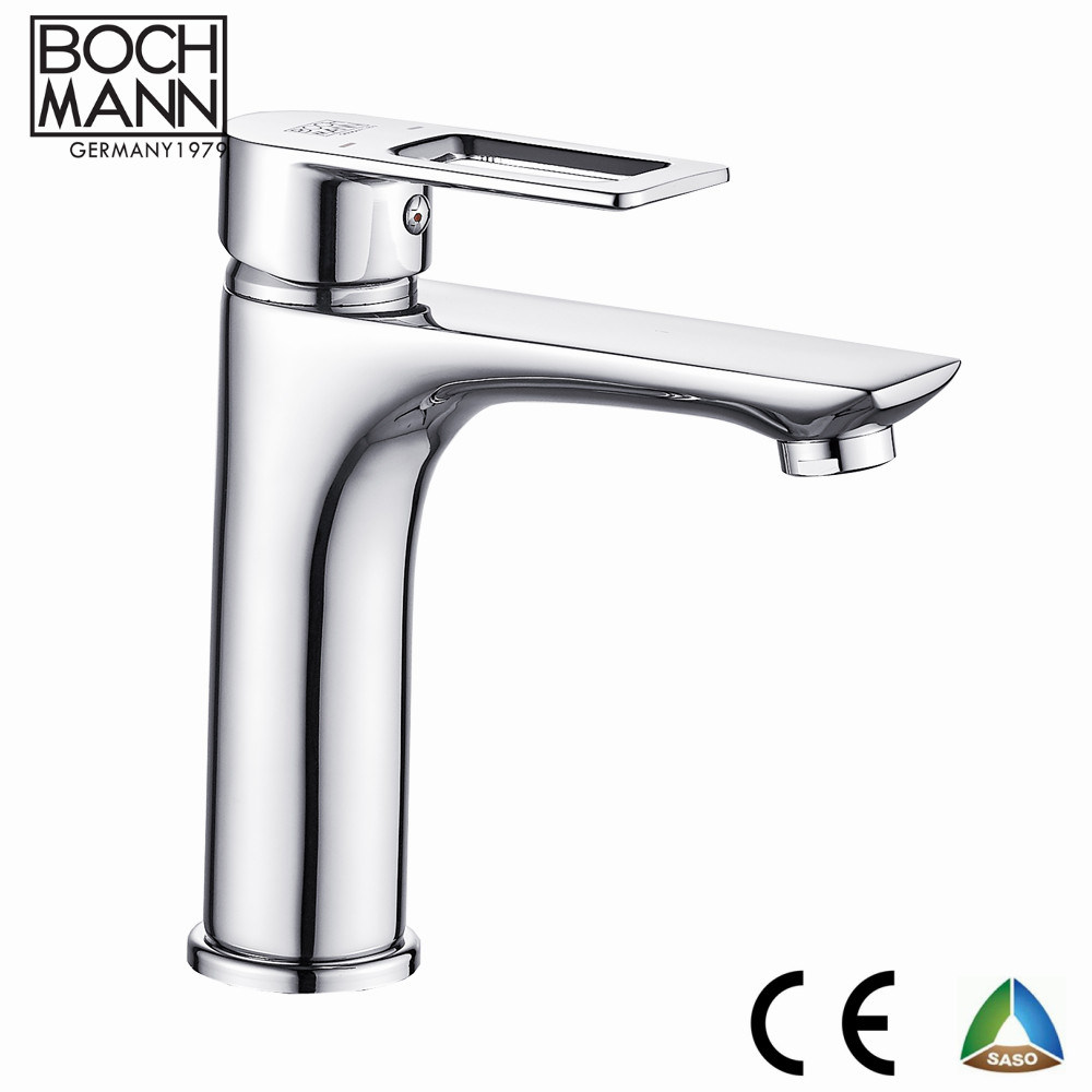 Single Handle Brass Chrome Plated Bathroom High Basin Faucet