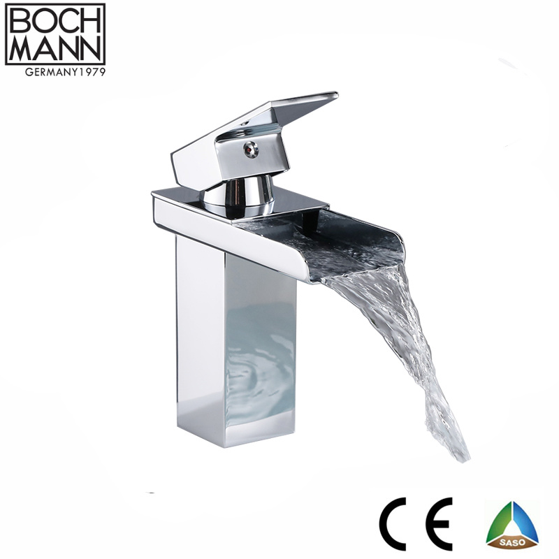 Black Color Waterfall Faucet and Brass Body Bathroom Basin Faucet Sanitary Ware Mixer