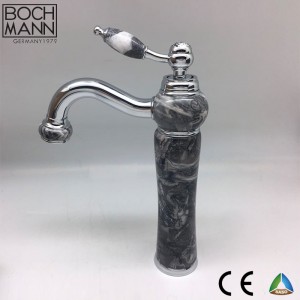 Chrome Long Spout High Basin Tap with Grey Marble