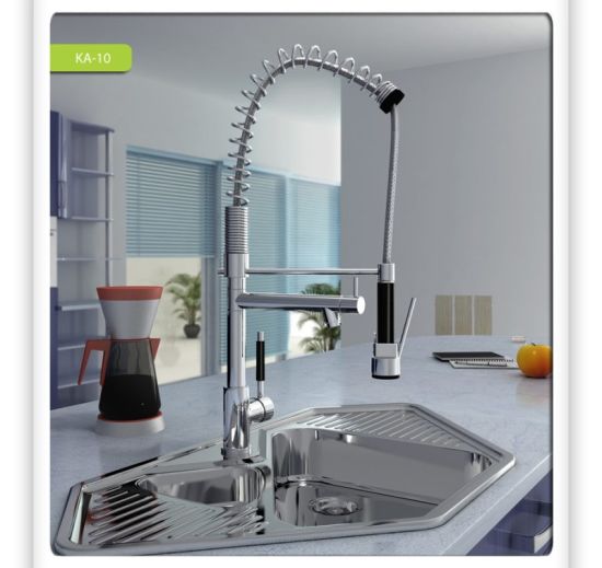 Comercial Brass Kitchen Faucet Mixer with Spring and Sprayer Head