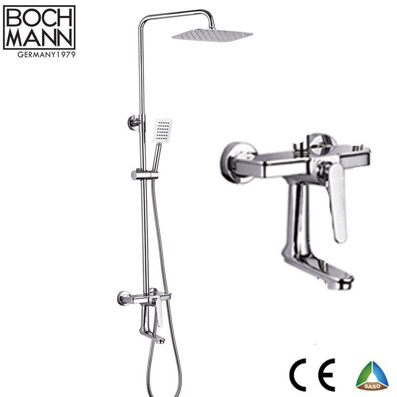 Luxury Gold and White Color Brass Body Bathroom Rain Shower Set Faucet