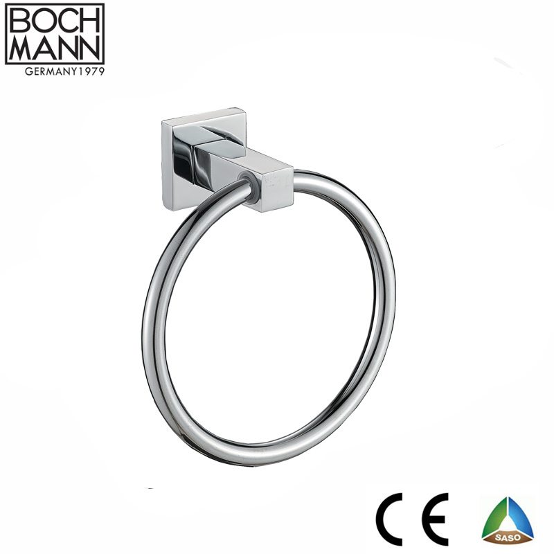 Chrome Towel Ring and Zinc Square Bathroom Accessories