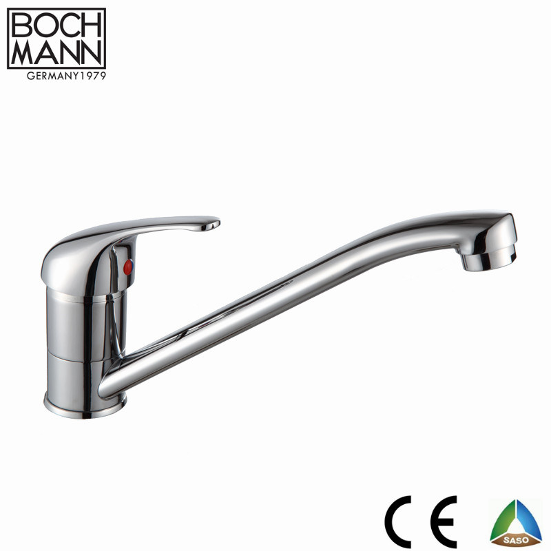 Single Handle Chrome Brass 360 Degree Rotating Long Spout Kitchen Sink Faucet