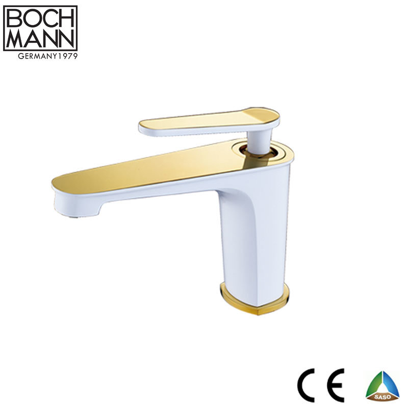 Gravity Casted Brass Body Golden and White Color Kitchen Sink Water Tap
