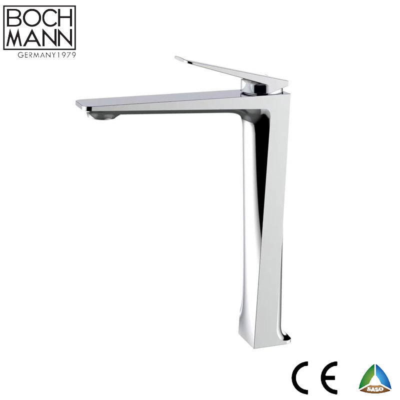 Art Design Chrome Plated Gold Color Matt Black Color Brass Short and High Bathroom Faucet