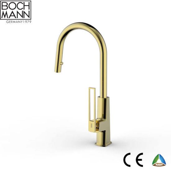 Middle East Golden Color Healthy Brass Body Single Lever Square High Basin Mixer