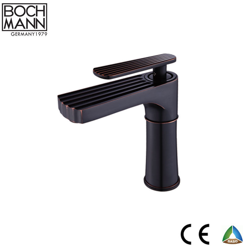 Single Handle Orb Color Short Brass Water Basin Tap Faucet for Bathroom with Ce Saber