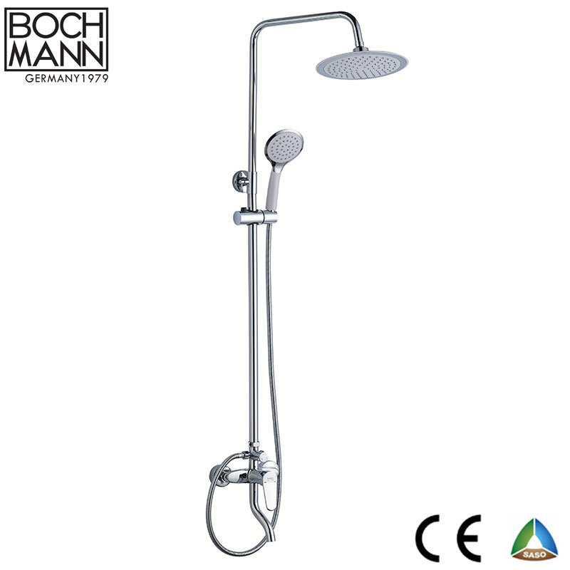 Square Chrome and White Body Shower Faucet with Shower Head