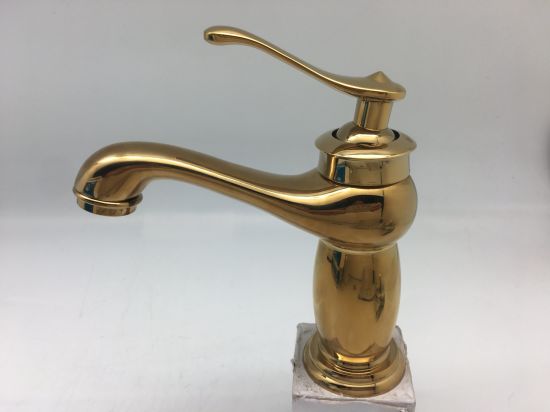 Brass / Zinc Gold Color Short Bathroom Basin Water Faucet