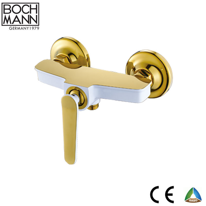 Golden and White Color Bathroom Fittings Kitchen Bathtub Shower Wash Face Hand Water Tap