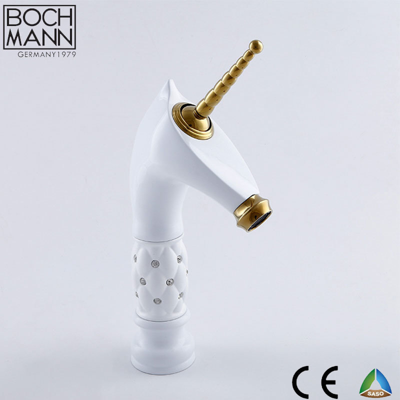 Copper Material Art Horse Gold and White Gold and Black Art Bathroom Water Mixer