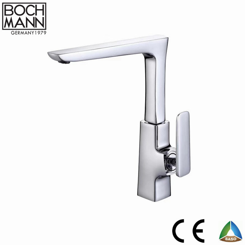 Chrome White Gold Color High Top Counter Basin Water Faucet for Bathroom
