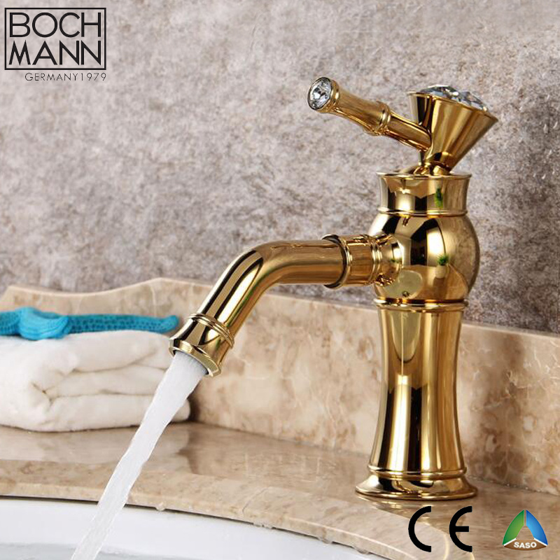 Traditional Art Design Brass Material Gold Rose Golden Bathroom Water Faucet