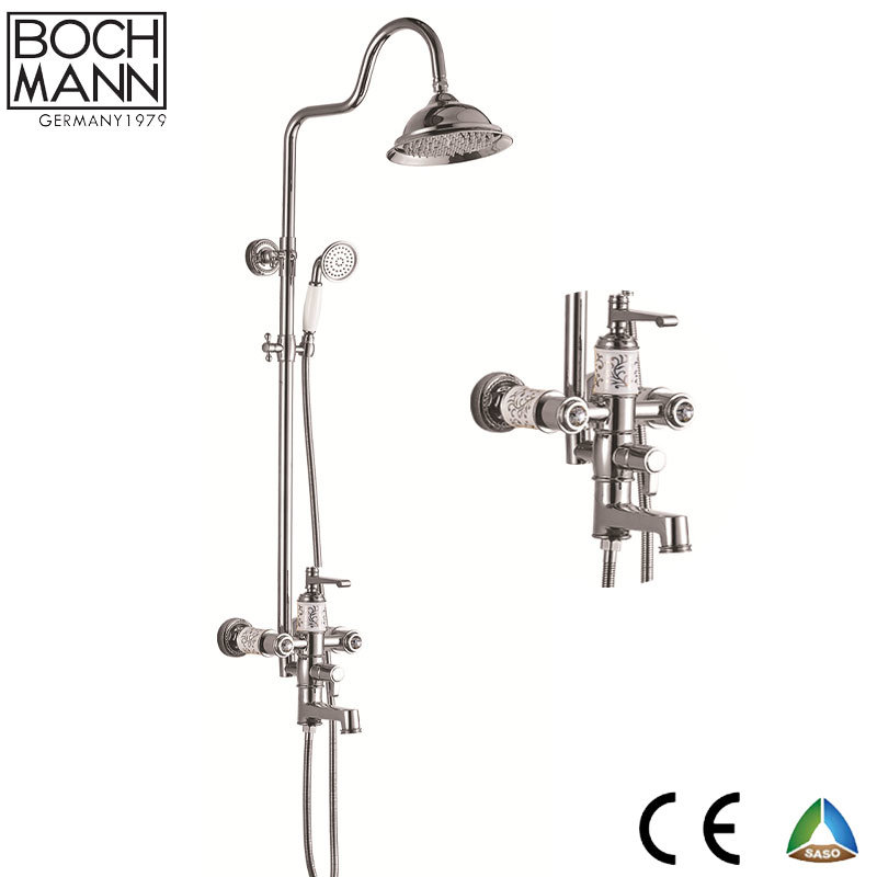 Traditional Brass Body Chrome/Golden Color with Ceramic Bath Rain Shower Set Faucet