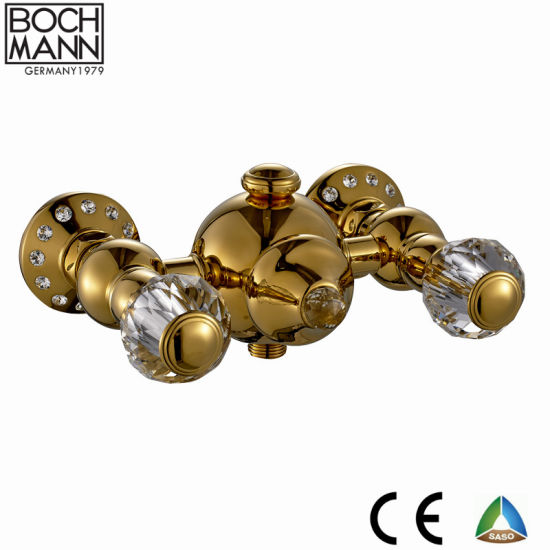 Luxury High Quality Full Brass Dual Wheel Crystal Handle Shower Tap