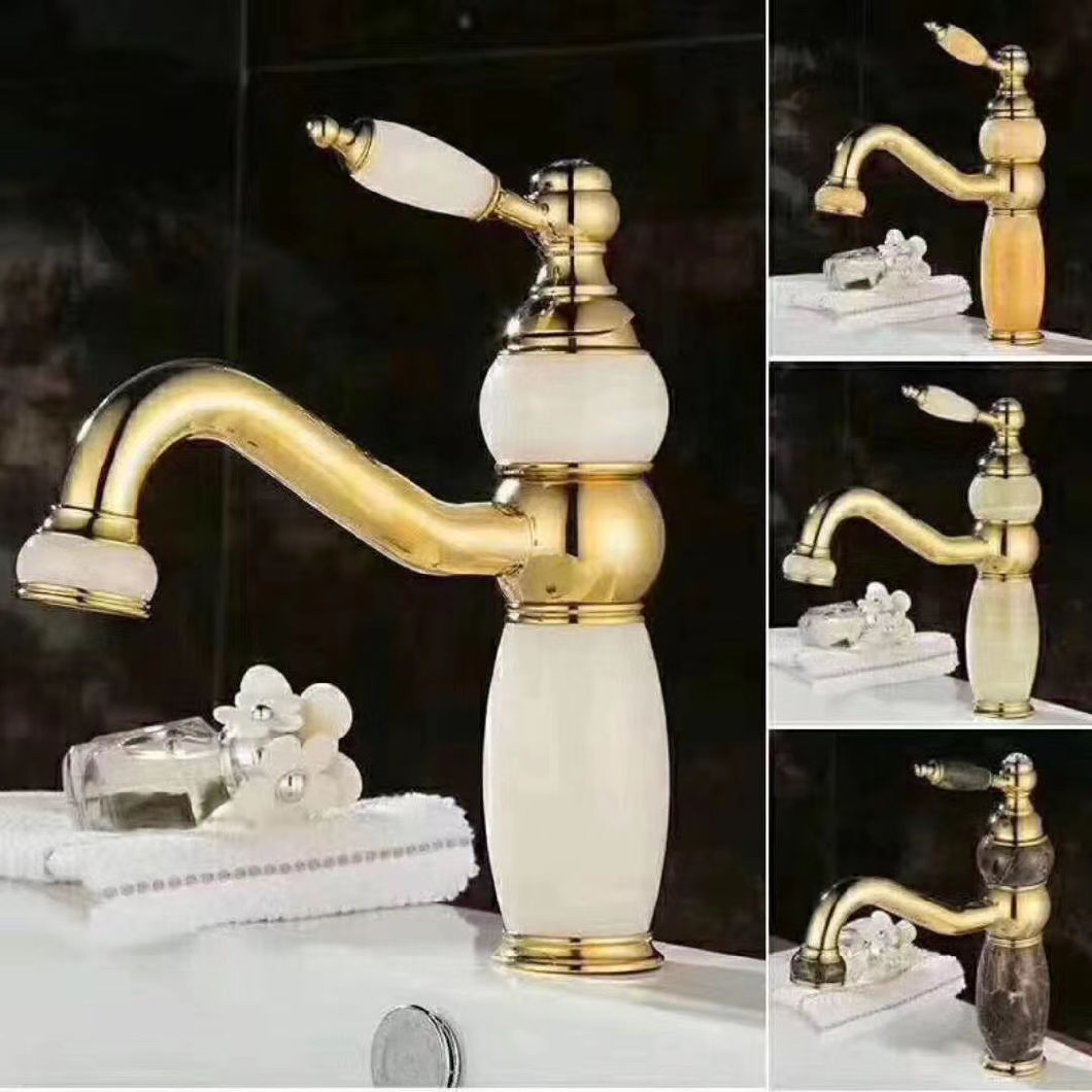 Traditional Design Colorful Brass Marble Stone Bathroom Basin Water Mixer