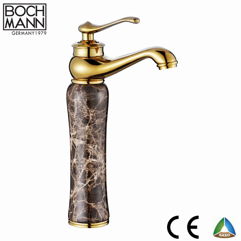 Chrome Gold Rose Gold Brass Body Water Basin Faucet with Marble