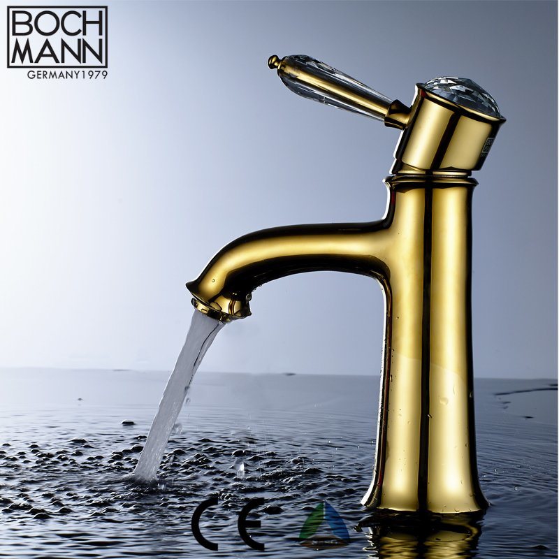 Luxury Sanitary Ware Golden Color Brass Faucet Tap Fot Villa 5 Star Hotel