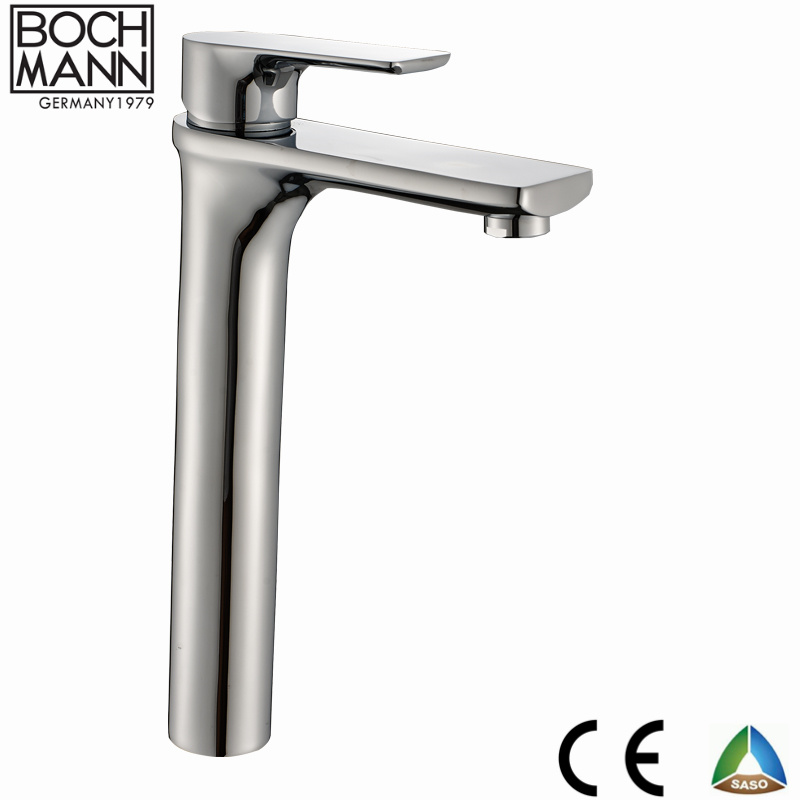 Wide Spout Brass Material Standard Chrome Plating High Water Bathroom Basin Faucet