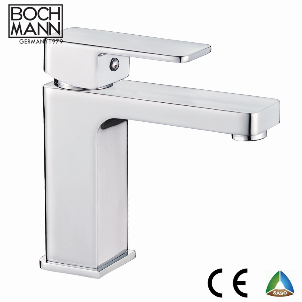 Brass Square Shape Top Counter Basin Faucet in Gold and White Color