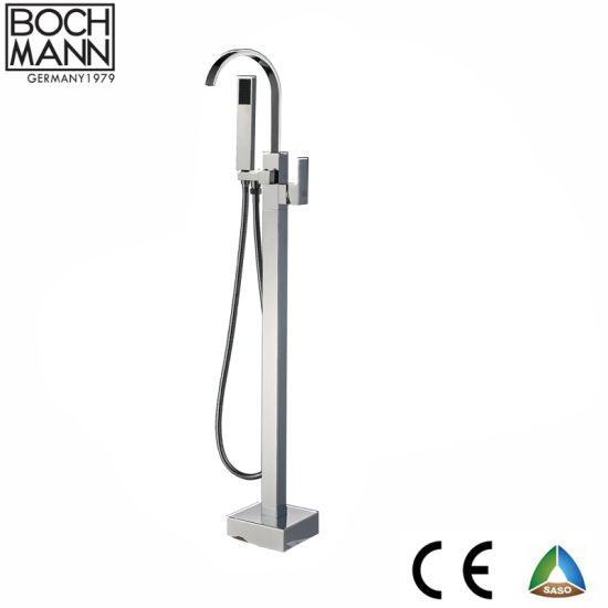 Vertical Tub Faucet and Chrome Color Brass Body Bathroom Mixer