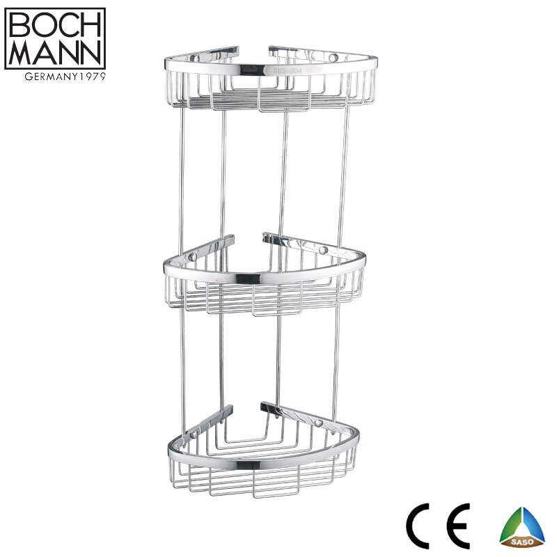 Double Layer SS304 Bathroom Basket for Coner Wall