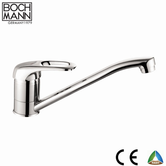 Single Handle Chrome Brass 360 Degree Rotating Long Spout Kitchen Sink Faucet