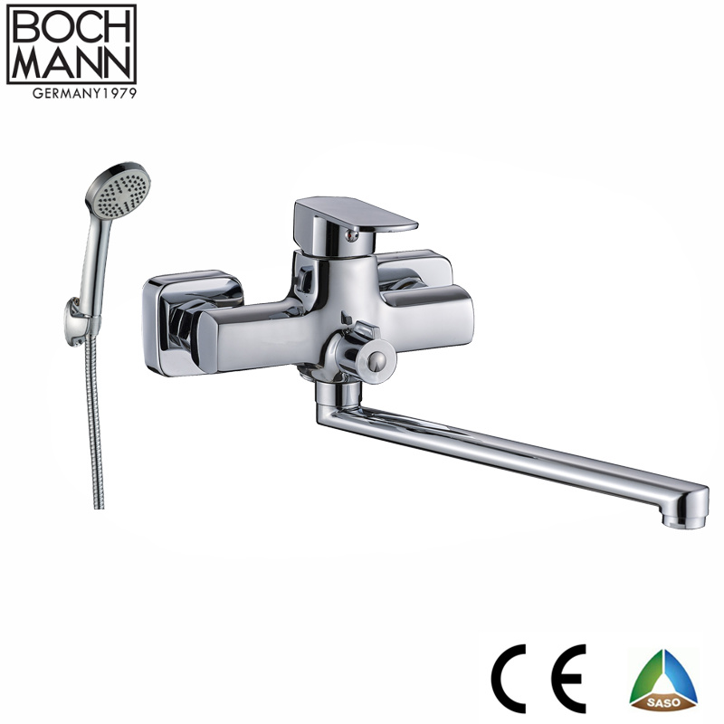 Chrome Color Zinc Body Tub Faucet and Square Wall Shower Faucet