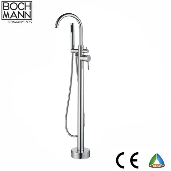Vertical Tub Faucet and Chrome Color Brass Body Bathroom Mixer