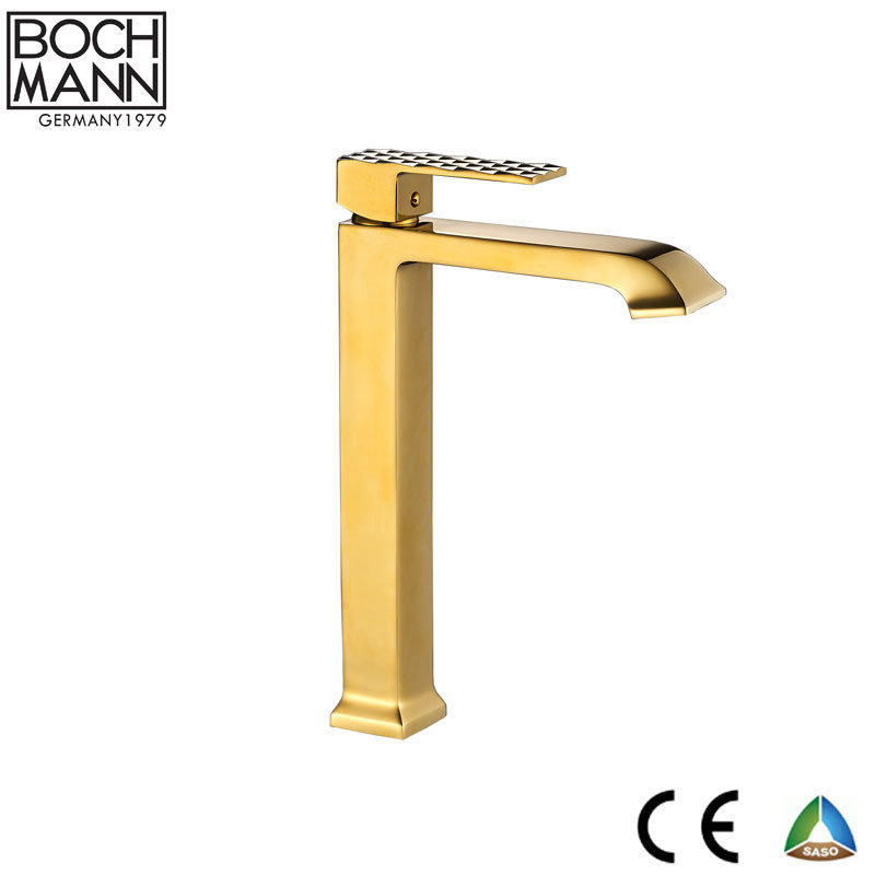 Luxury Diamond Cutting Design Zinc Handle Brass Body Water Taps for Bathroom