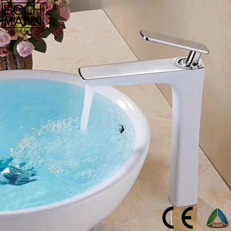 Chrome White Gold Color High Top Counter Basin Water Faucet for Bathroom