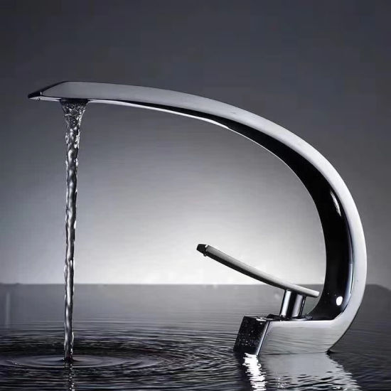 Art Design C Shape Brass Basin Faucet for Hotel Apartment Villa